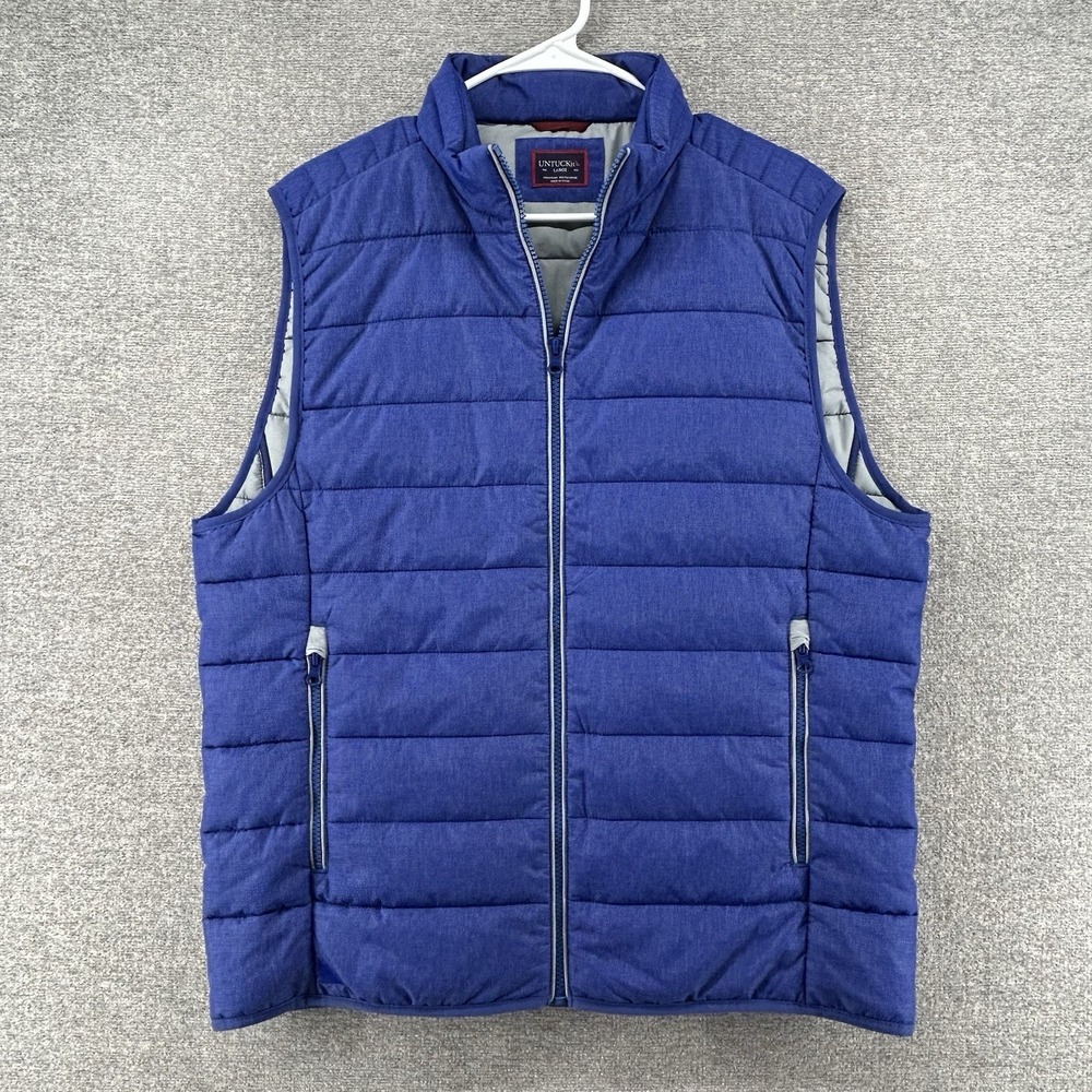 UNTUCKit Thierry Puffer Full Zip Vest Men Size Large Blue Quilted Soft Shell